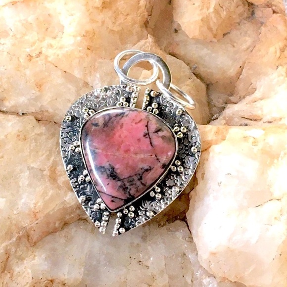 RHODONITE modernist pendant NWT - Picture 2 of 5